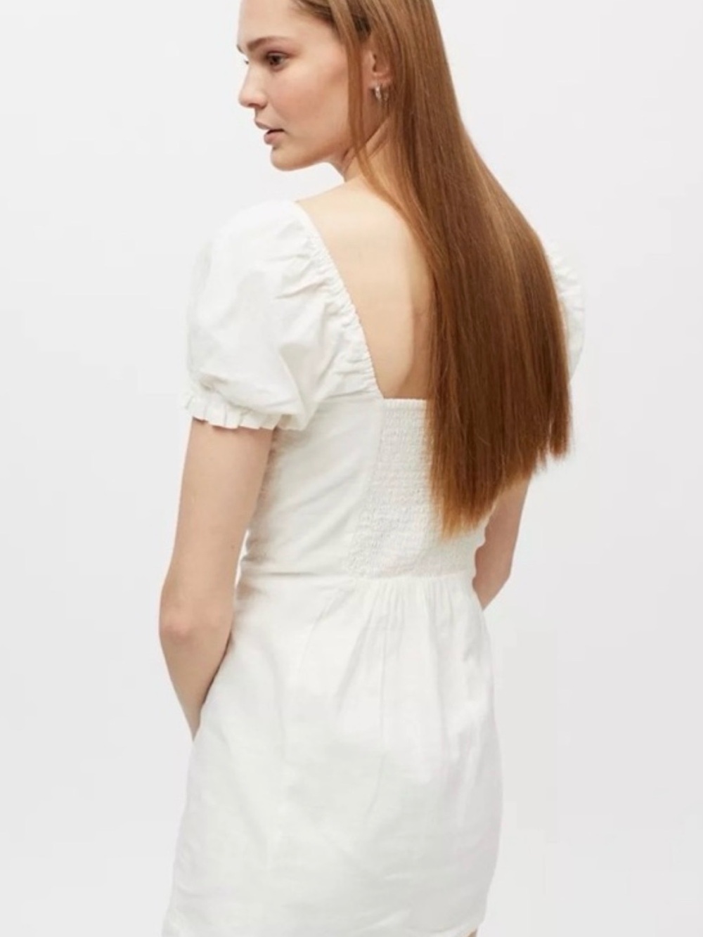 Urban Outfitters White Backless Puff-Sleeve Mini Dress
